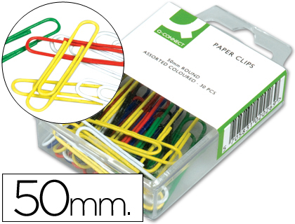 30 clips Q-Connect nº 3 50mm. colores surtidos
